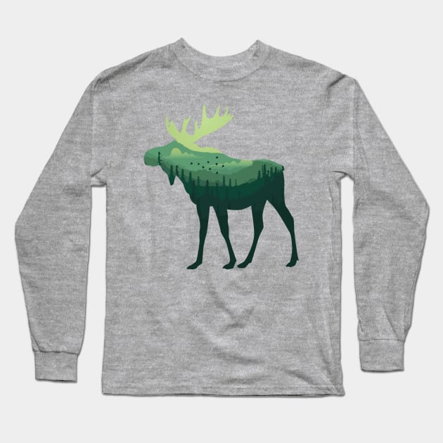 moose lover,moose gift animal moose nature in alaska elk Long Sleeve T-Shirt by mezy